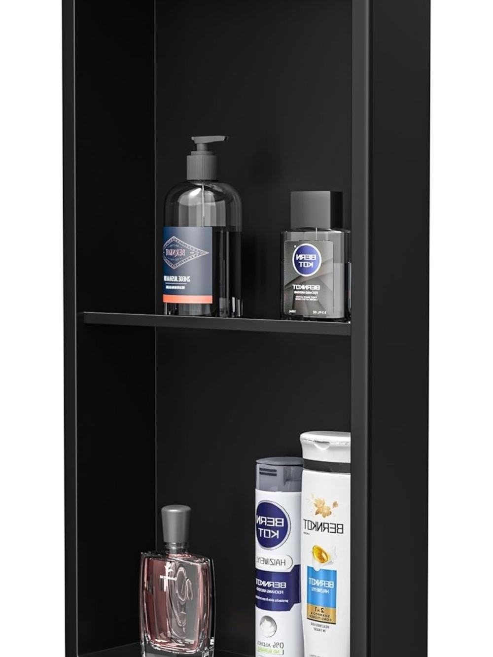 Bernkot 24x12 Matte Black Stainless Steel Shower Niche Double Shelf